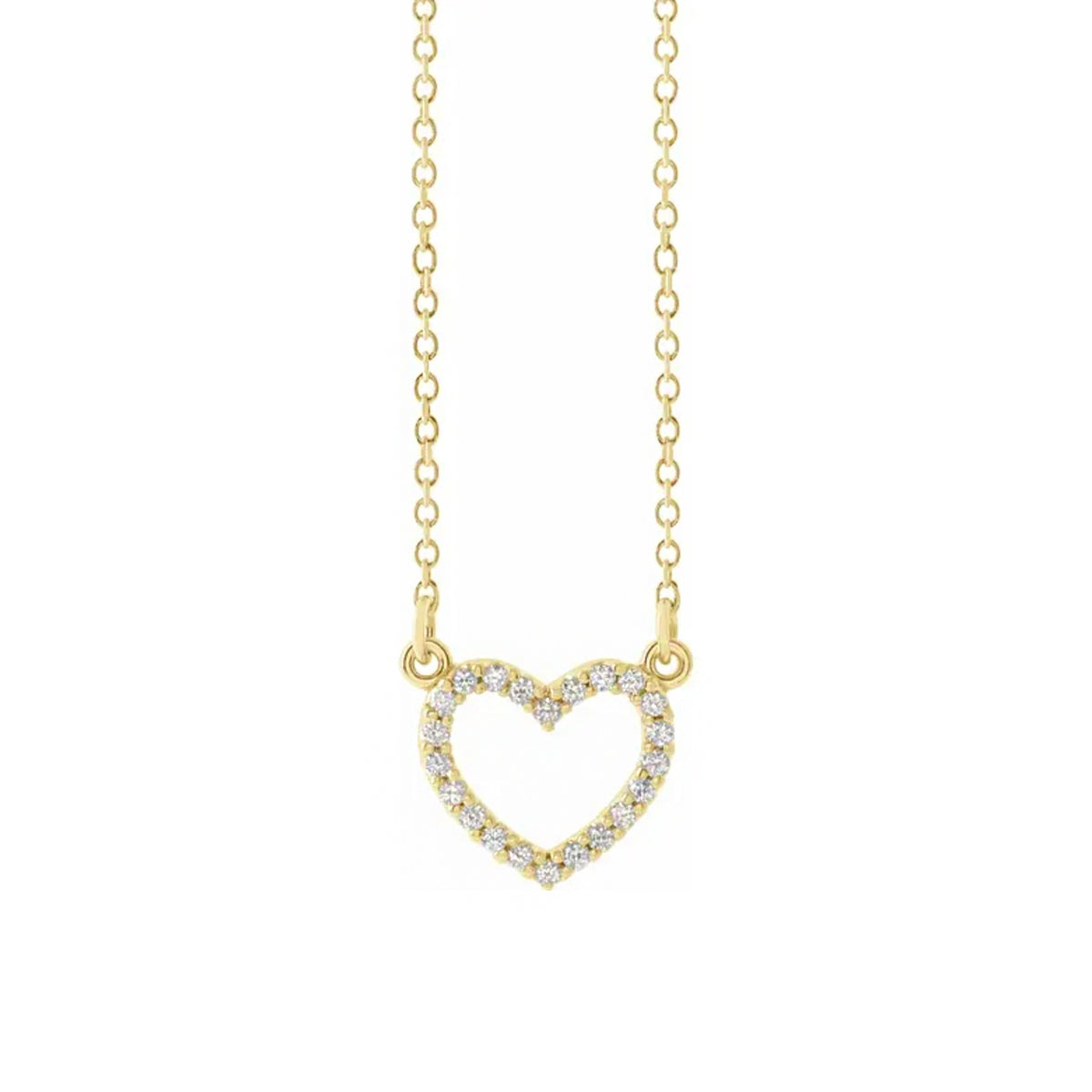 18 Open Heart Pendant in 14k Yellow Gold (1.5 mm)