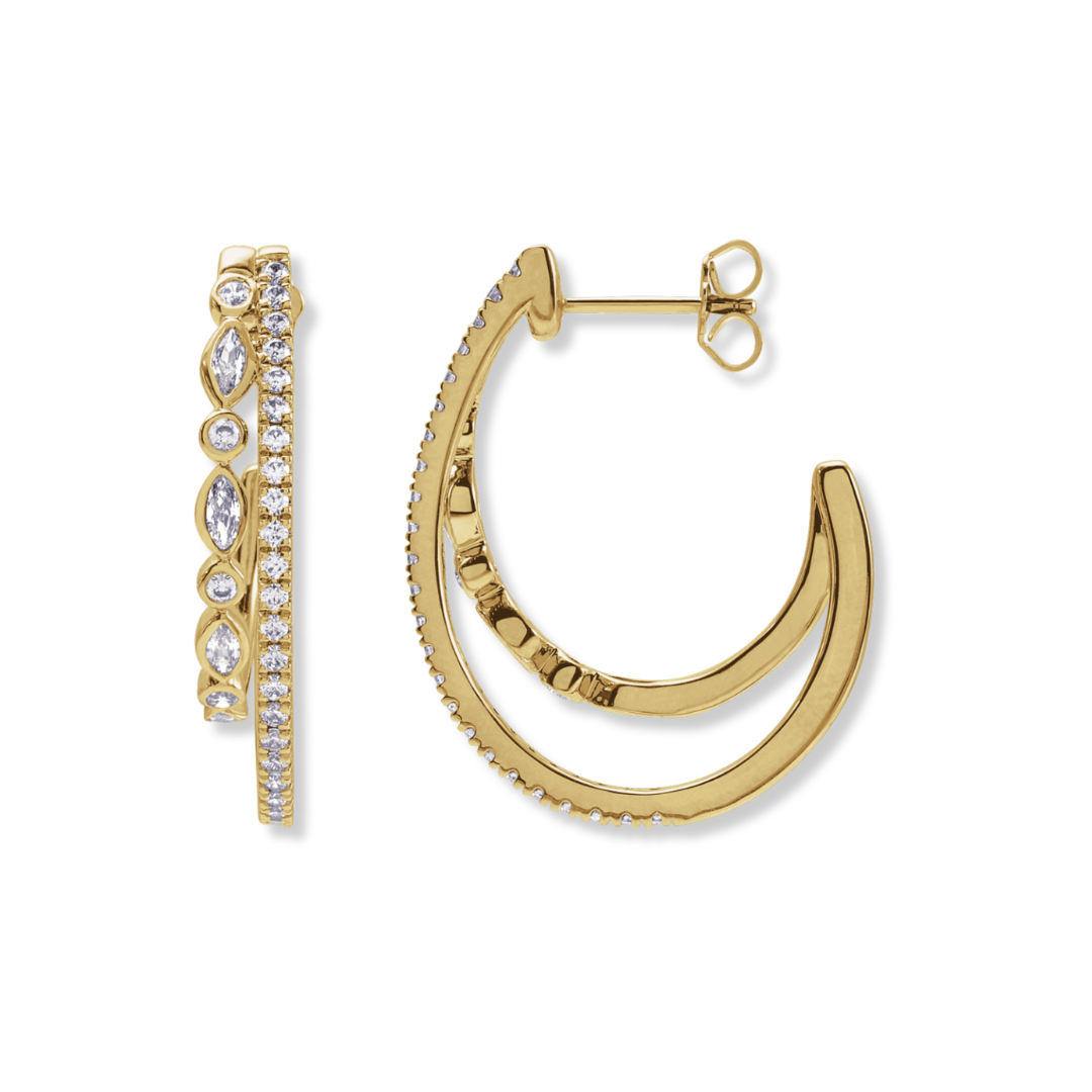 [Golden dew] ☆18K☆Forest Lane 3 Earrings Forest Dew Hoops – three x seven style