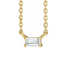 Load image into Gallery viewer, 14K Yellow Solid Gold .07 CT Diamond Baguette Solitaire Necklace
