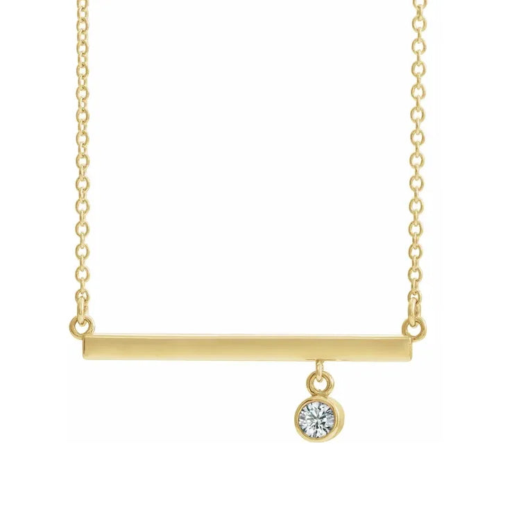 Pillar Bar Necklace - 14K Solid Gold - Oak & Luna