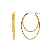 Load image into Gallery viewer, 14K Yellow Solid Gold Oval Hoop Earrings
