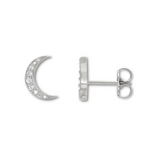 Load image into Gallery viewer, Natural Diamond Crescent Moon Earrings
