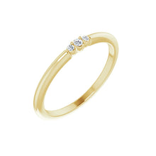 Load image into Gallery viewer, 14K Yellow Solid Gold .03 CTW 3 Diamond Stackable Ring

