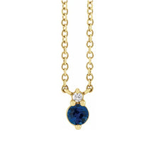 Load image into Gallery viewer, 14K Yellow Solid Gold - BLUE Sapphire &amp; .015 CTW Diamond 18&quot; Necklace
