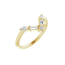 Load image into Gallery viewer, 14K Yellow Solid Gold 1/4 CTW Natural Diamond V Bar Ring
