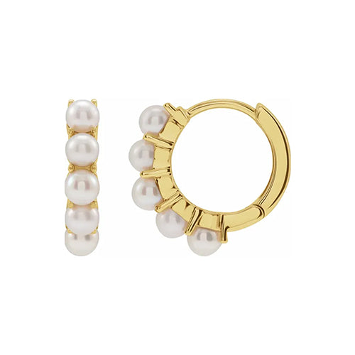 14K 純金淡水養殖珍珠 13.98 毫米舒適耳環