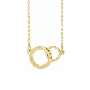 14K Solid Gold Interlocking Circle 16-18" Necklace