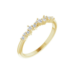 14K Yellow Solid Gold 1/8 CTW 12 Diamonds Stackable Ring