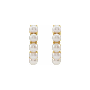 14K Yellow Solid Gold Freshwater Cultured Pearl 13.98 mm Huggie Earrings