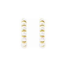 Load image into Gallery viewer, 14K Yellow Solid Gold Freshwater Cultured Pearl Hoop Earrings
