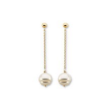 Load image into Gallery viewer, Circle Freshwater Cultured Pearl Chain Earrings
