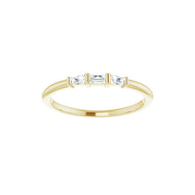 Load image into Gallery viewer, 14K Yellow Solid Gold 1/6 CTW Diamond Baguette Three-Stone Stackable Ring
