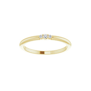 14K Yellow Solid Gold .03 CTW 3 Diamond Stackable Ring