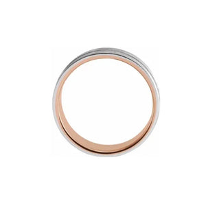 14K Solid Rose & White Gold Comfort-Fit Band with Matte Finish