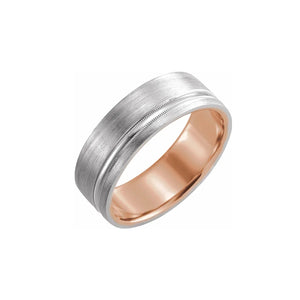 14K Solid Rose & White Gold Comfort-Fit Band with Matte Finish
