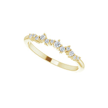 Load image into Gallery viewer, 14K Yellow Solid Gold 1/8 CTW 12 Diamonds Stackable Ring
