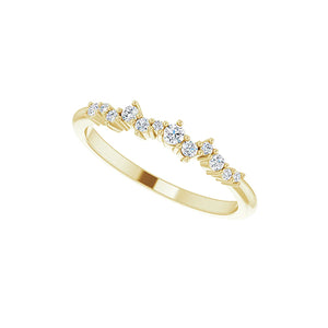 14K Yellow Solid Gold 1/8 CTW 12 Diamonds Stackable Ring