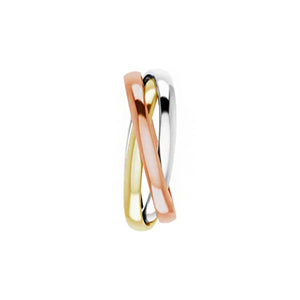 Tri-Color Three Band Rolling Ring 14K Solid Gold