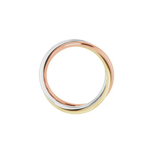 Tri-Color Three Band Rolling Ring 14K Solid Gold
