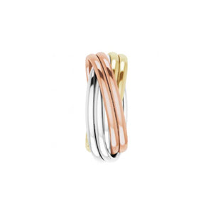 Tri-Color 6-Band Rolling Ring 14K Solid Gold