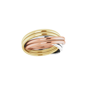 Tri-Color 6-Band Rolling Ring 14K Solid Gold