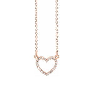 14K Solid Gold .08 CTW Natural Diamond Petite Heart 16" Necklace