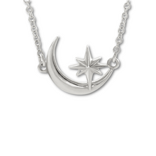 Load image into Gallery viewer, Crescent Moon &amp; Star 16-18&quot; Necklace
