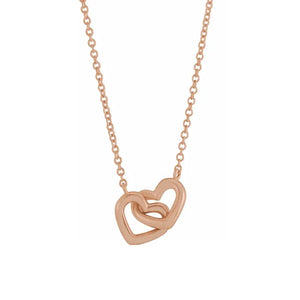 14K Solid Gold Interlocking Heart 16" Necklace