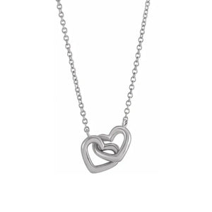 14K Solid Gold Interlocking Heart 16" Necklace