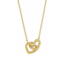 Load image into Gallery viewer, 14K Solid Gold Interlocking Heart 16&quot; Necklace

