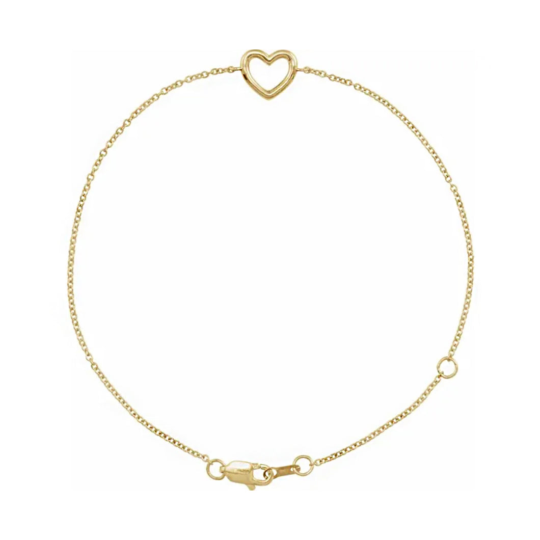 14K Solid Gold Heart 6 1/2-7 1/2