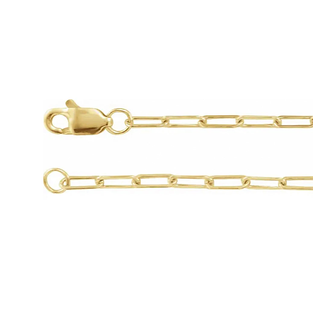 14K Yellow Solid Gold 1.95 mm Elongated Flat Link Chain