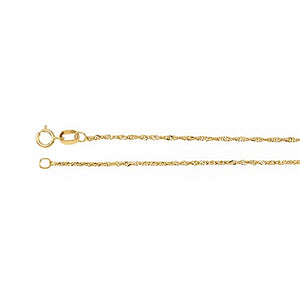 14K Yellow Solid Gold 1 mm Singapore 18" Chain