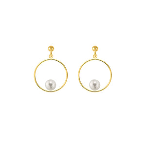 14/20 Yellow Gold Filled Circle Pearl Earring