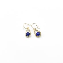 Load image into Gallery viewer, Lapis Lazuli 14/20 Yellow Gold-Filled Beaded Teardrop Earring

