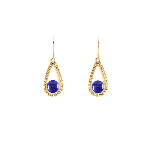 Lapis Lazuli 14/20 Yellow Gold-Filled Beaded Teardrop Earring