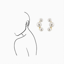 Load image into Gallery viewer, 14K Yellow Solid Gold three round Freshwater Pearl Earrings
