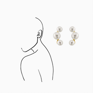 14K 純金三輪淡水珍珠耳環