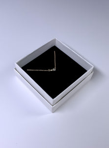 14Kイエローソリッドゴールドホワイトサファイア＆ダイヤモンド16 in (40cm) ネックレス