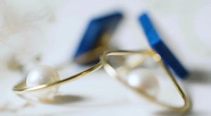 Lapis Lazuli Square + freshwater pearl teardrop earrings