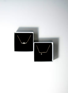 14K Yellow Solid Gold Diamond Bezel-Set 16" Bar Necklace