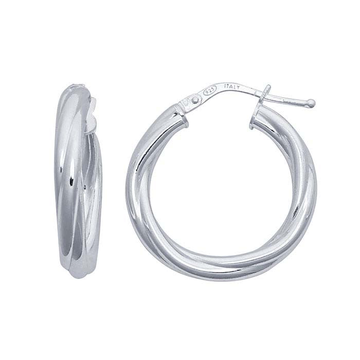 925 純銀扭曲管箍耳環