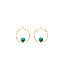 Load image into Gallery viewer, Malachite in GF Round Earring
