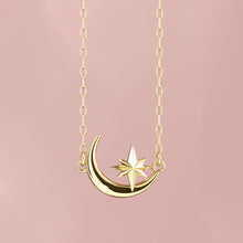 Cargar imagen en el visor de la galería, Crescent Moon &amp; Star 16-18&quot; Necklace
