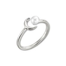 Load image into Gallery viewer, White Freshwater Pearl Crescent Moon Ring
